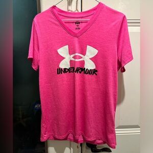 Under Armour Women's Tech Marker Twist V-Neck T-Shirt Pink